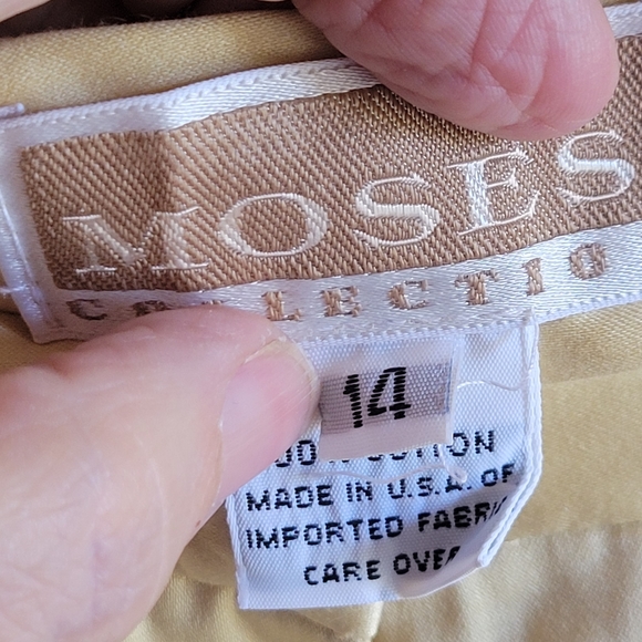 Vintage 80s Rebecca Moses pleated Front, cuffed trouser pants.Gold sheen, sz 14 - Picture 6 of 7